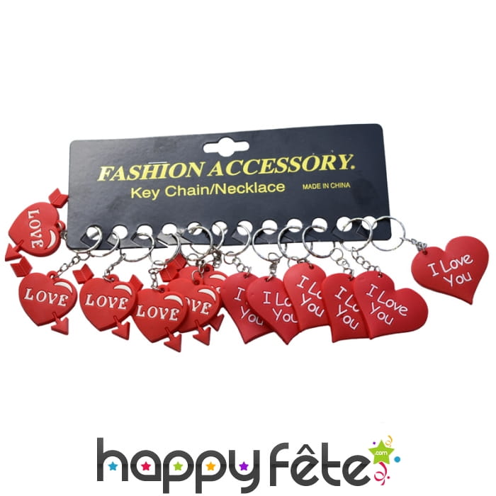 Carte de 12 porte clefs coeurs