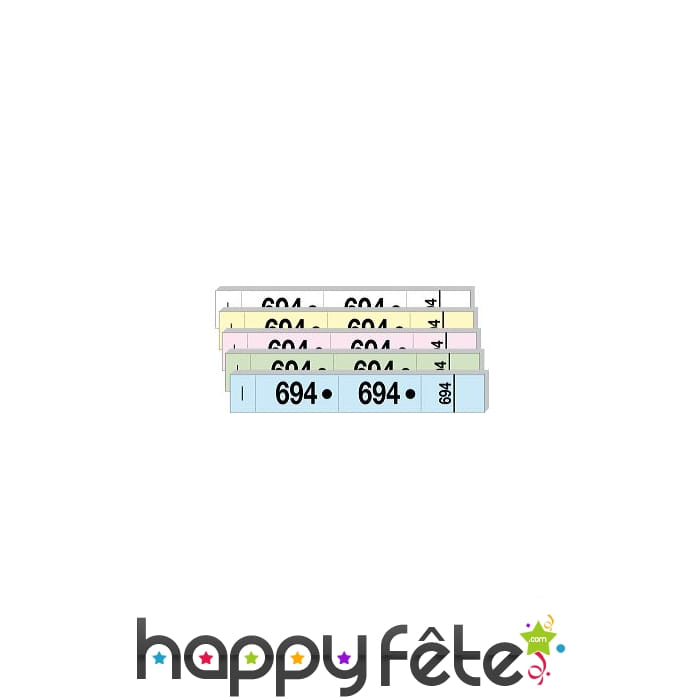 Carnet de 50 tickets 3 souches numerotees assort.