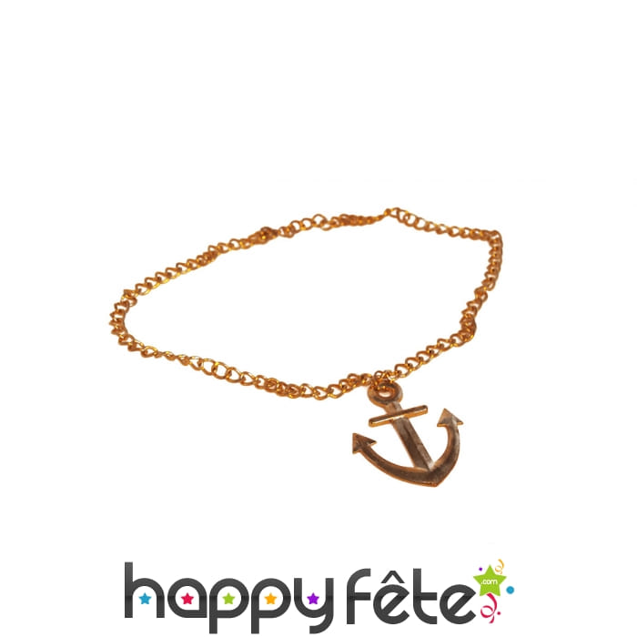 Collier doré avec pendentif ancre de marin