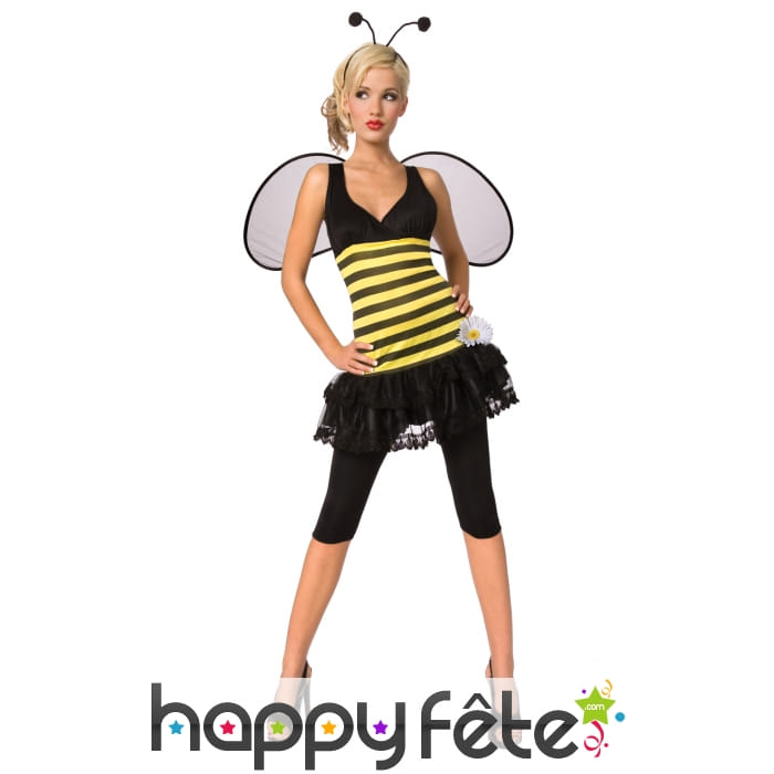 Costume d'abeille pour femme adulte avec ailes