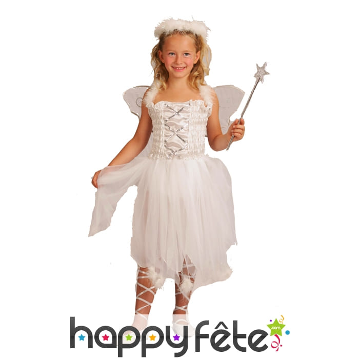 Costume d'ange blanc avec corset pour fillette