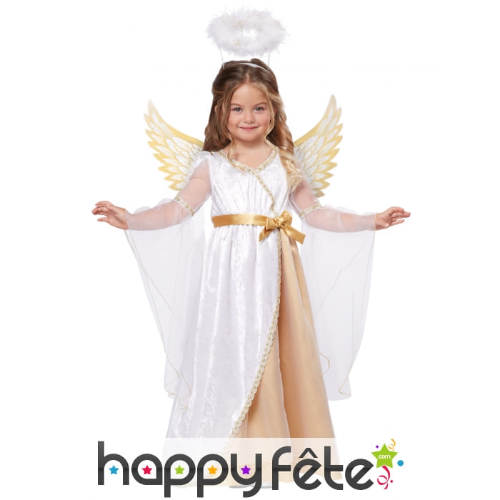 Costume d'ange blanc et doré pour fille