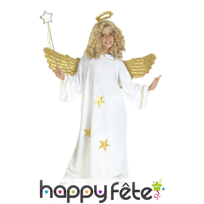 Costume d'ange blanc étoiles dorées pour enfant