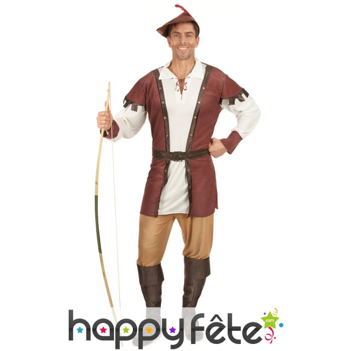 Costume d'archer médiéval pour homme, marron