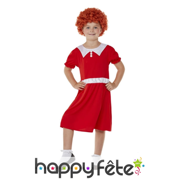 Costume de Annie pour enfant avec perruque
