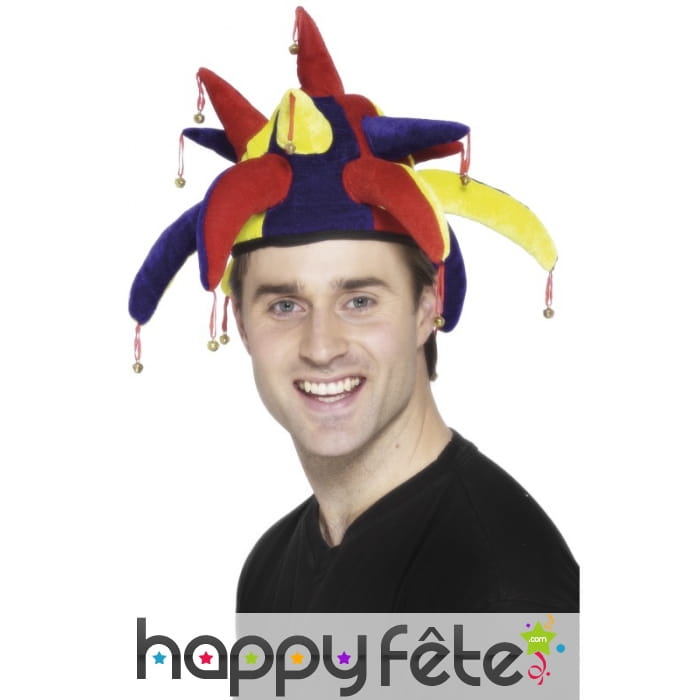 Chapeau de bouffon multicolore en velours