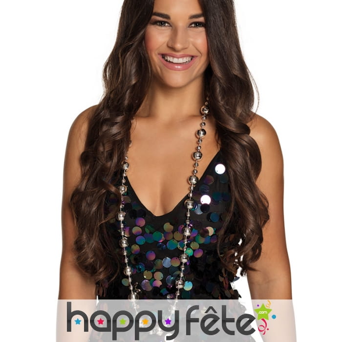 Colliers de boules disco argentées