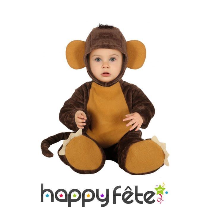 Combinaison de bébé singe avec coiffe et chaussons