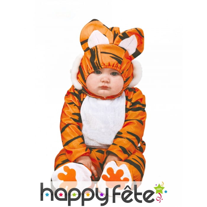 Combinaison de bébé tigre avec cagoule