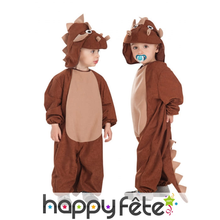 Combinaison de bébé triceratops marron