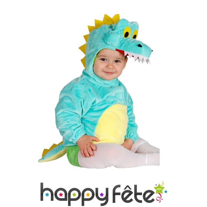 Costume de bébé crocodile bleu avec capuche