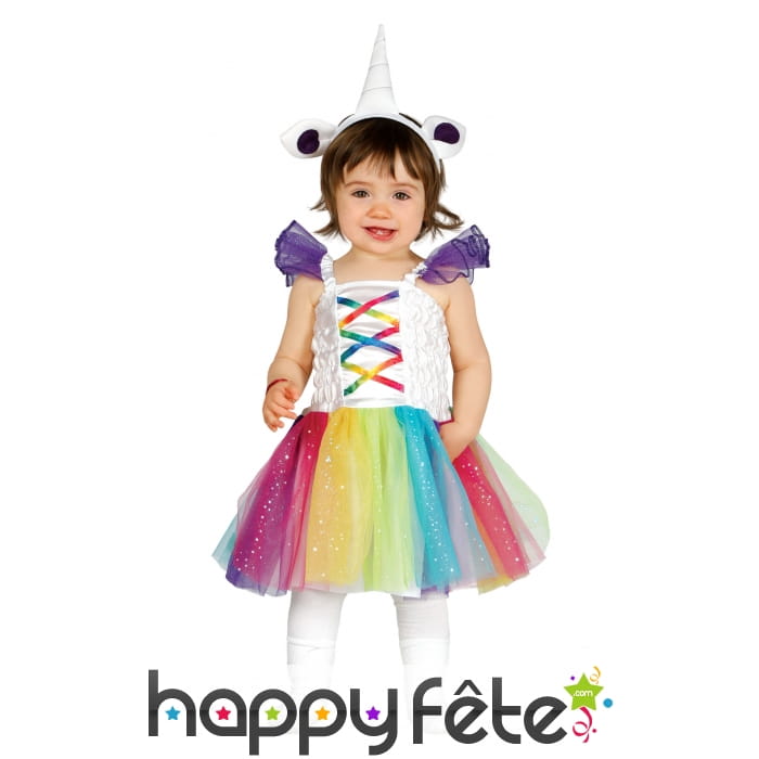 Costume de bébé licorne coloré avec tulle