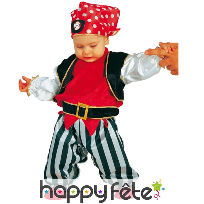 Costume de bébé pirate rouge et noir