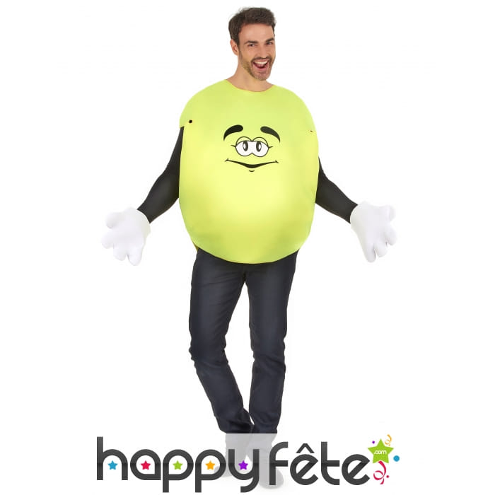 Costume de bonbon jaune avec gants