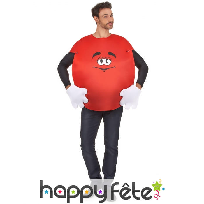 Costume de bonbon rouge pour adulte avec gants