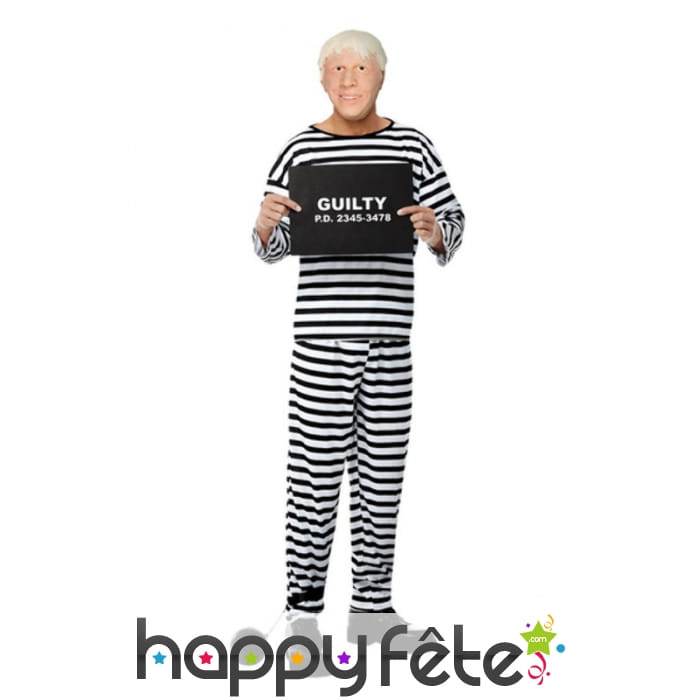Costume de Boris Johnson prisonnier avec masque