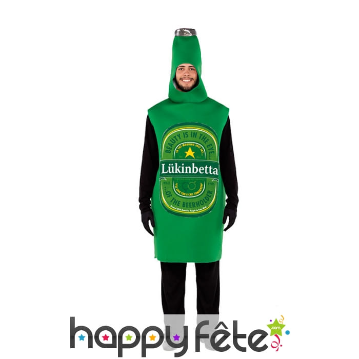 Costume de bouteille de bière lukinbetta, adulte