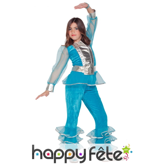 Costume disco bleu pour enfant fille