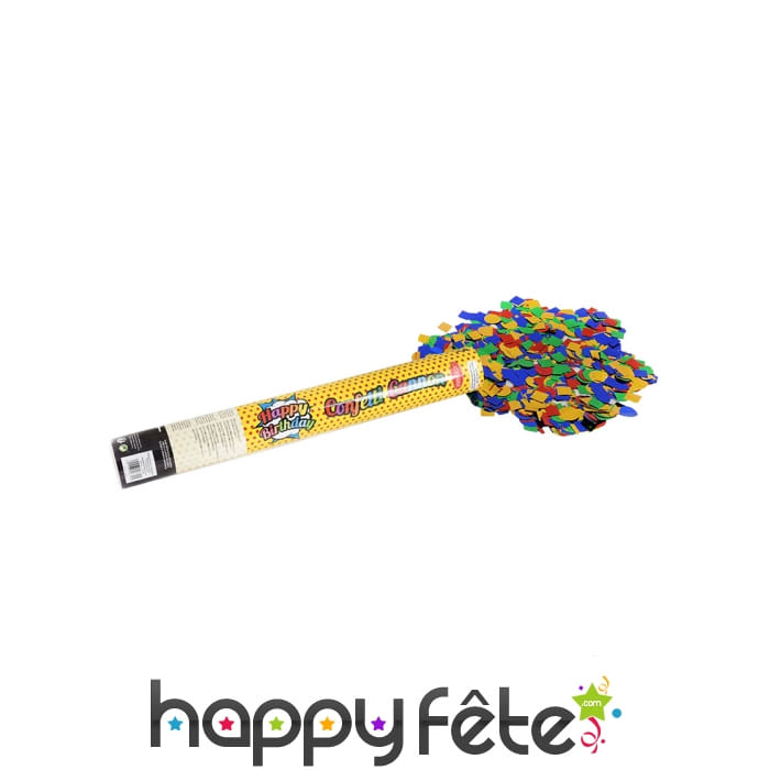 Canon de confettis colorés Happy Birthday