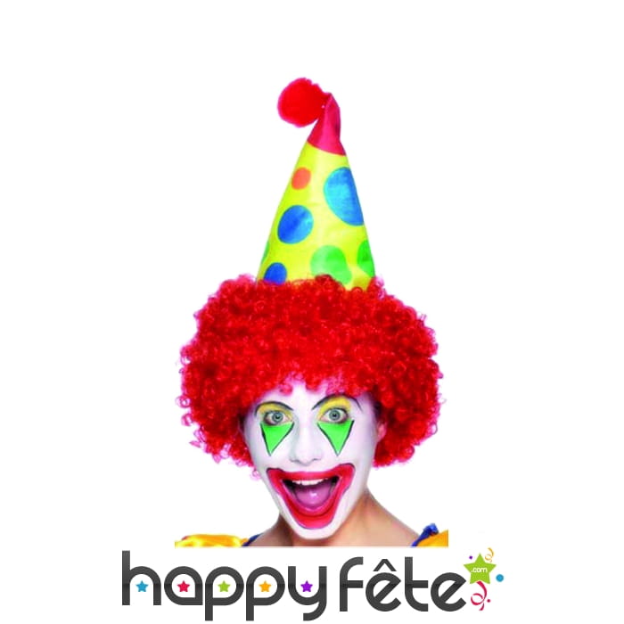 Chapeau de clown avec cheveux rouges