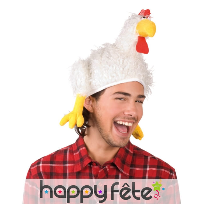 Chapeau de coq blanc de supporter