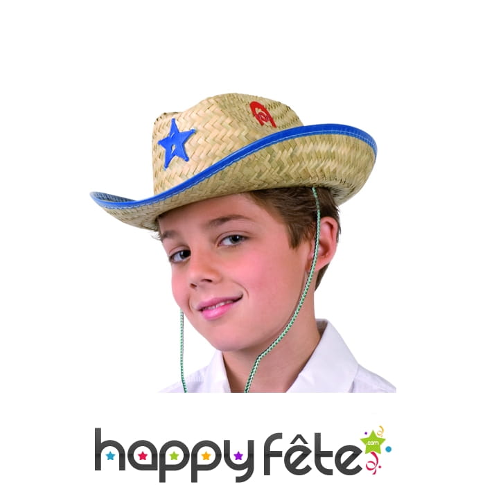 Chapeau de cowboy en paille pour enfant