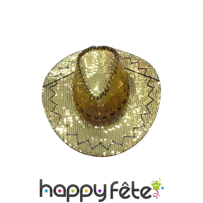 Chapeau de cowboy paillettes or