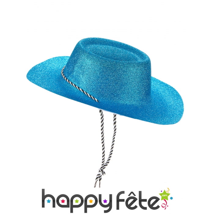 Chapeau de cowgirl bleu pailletté