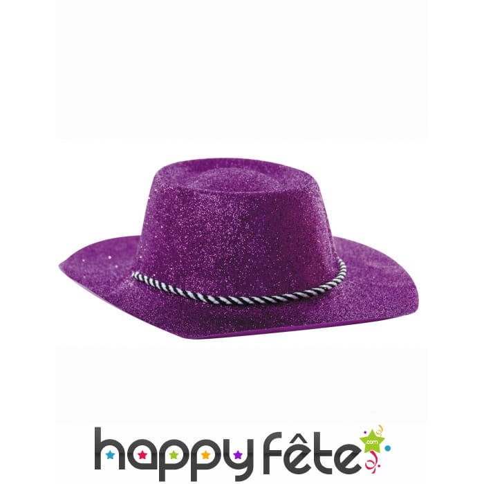 Chapeau de cowgirl violet recouvert de paillettes