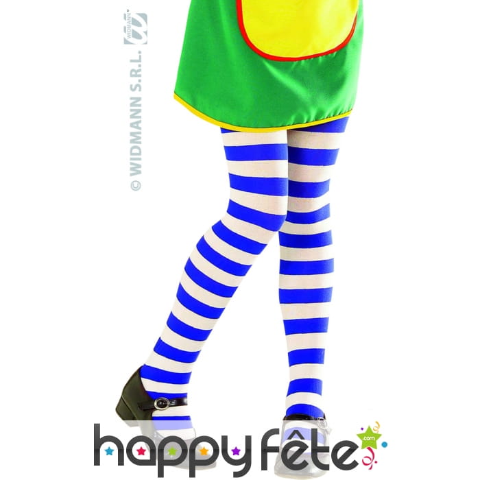 Collants de clown bleu et blanc pour enfant