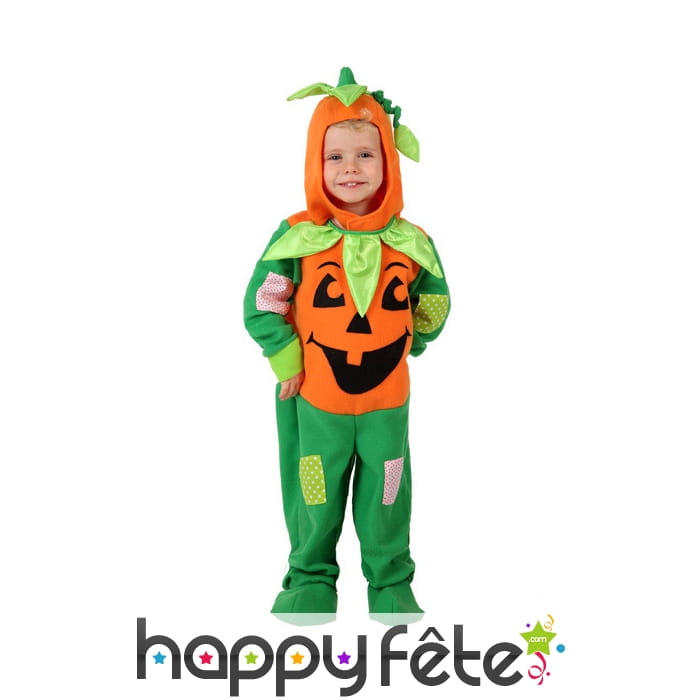 Combinaison de citrouille avec cagoule pour enfant