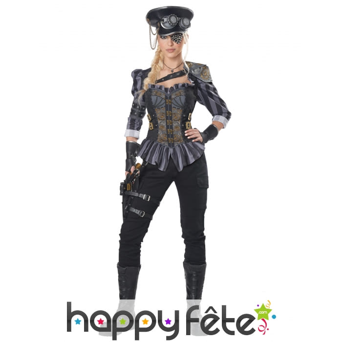 Costume de capitaine steampunk pour femme adulte
