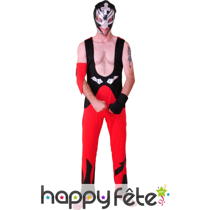 Costume de catch rouge et noir