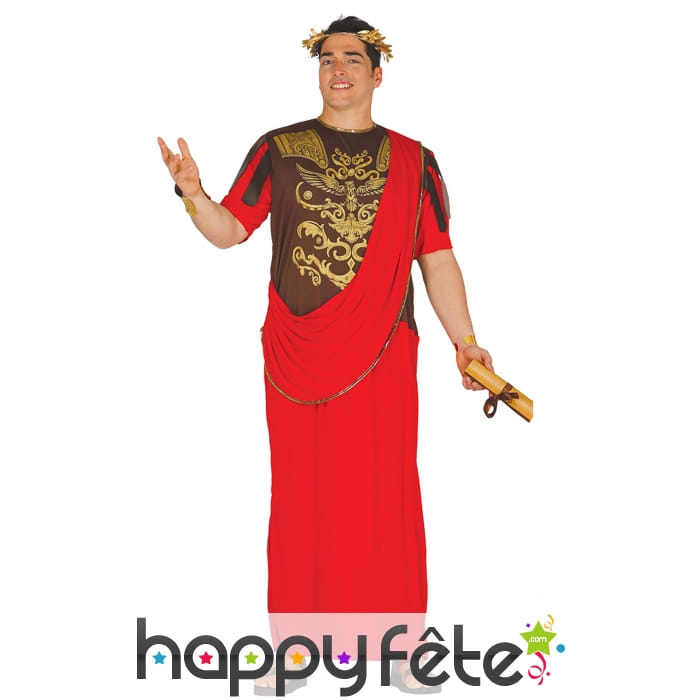 Costume de César antique rouge marron pour homme