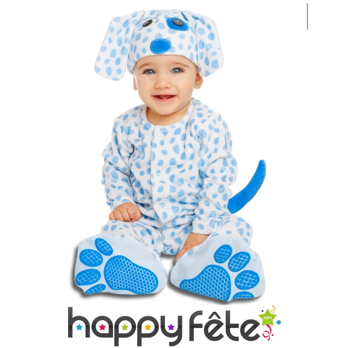Costume de chiot bleu pour bébé, luxe