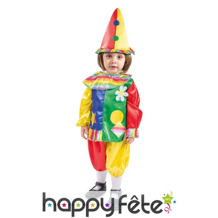 Costume de clown multicolore pour fille