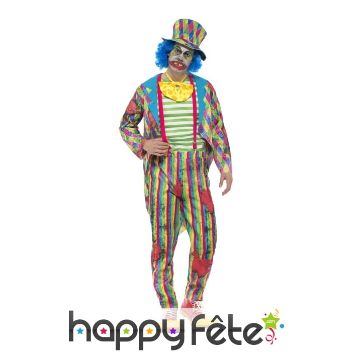 Costume de clown patchwork effet sali