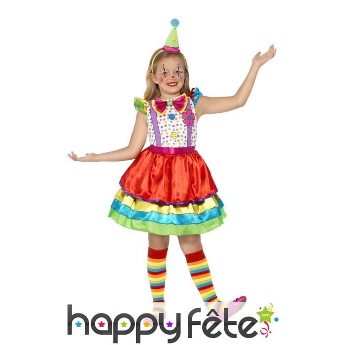 Costume de clown pour petite fille, modèle luxe
