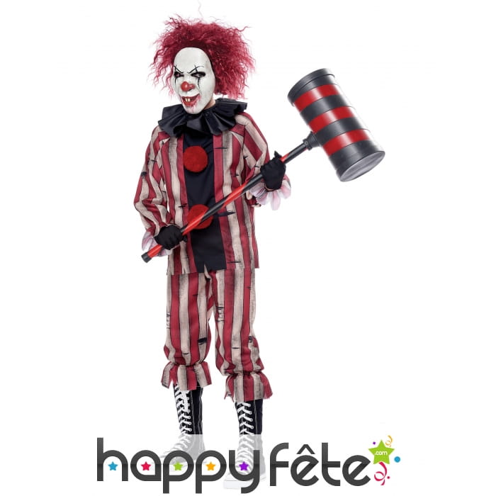 Costume de clown tueur rouge et noir pour garçon