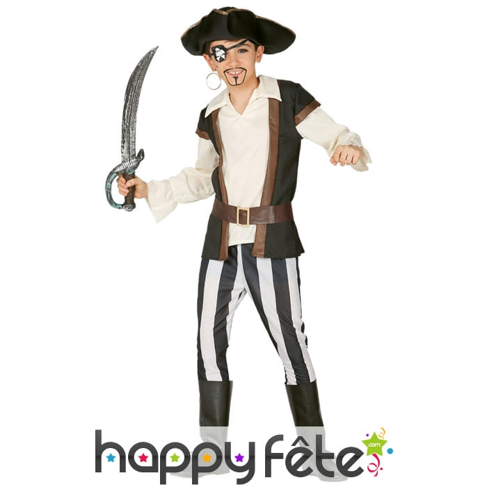 Costume de Corsaire rayé noir et blanc pour garçon