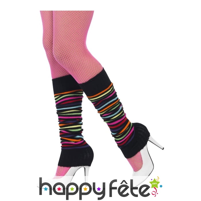 Chaussettes de danseuse noires lignes multicolores