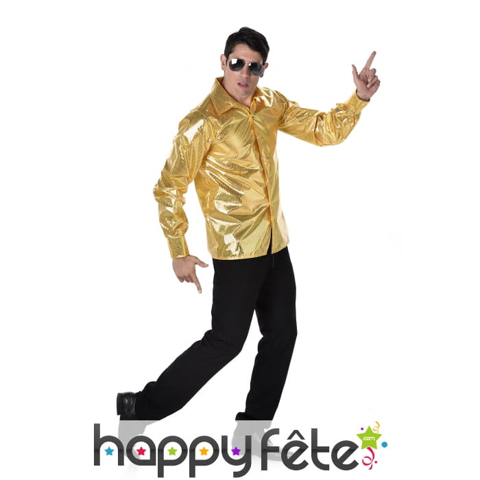 Chemise disco dorée avec sequins