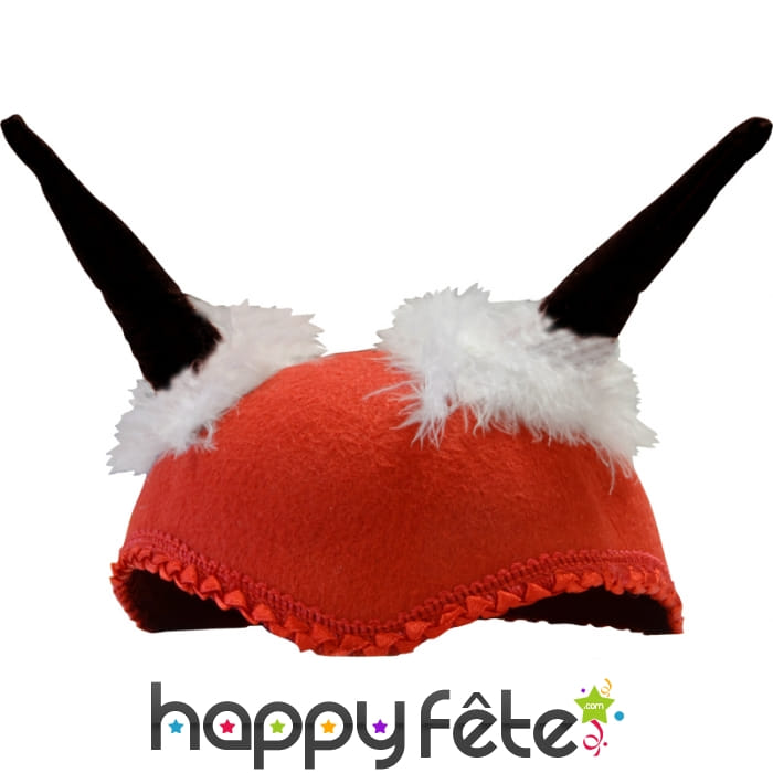 Coiffe de diable rouge cornes noires