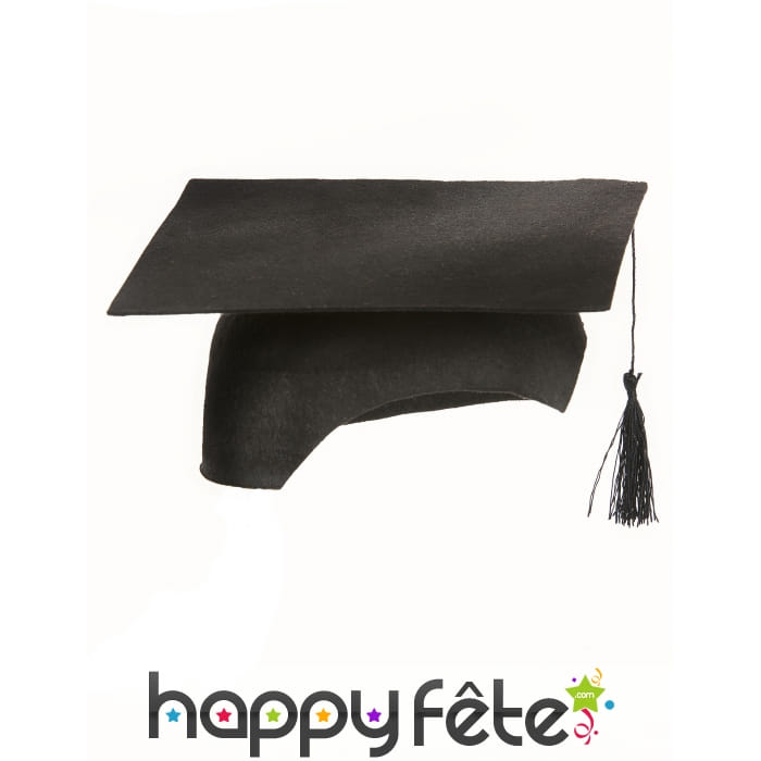 Coiffe de diplômé en feutrine noire