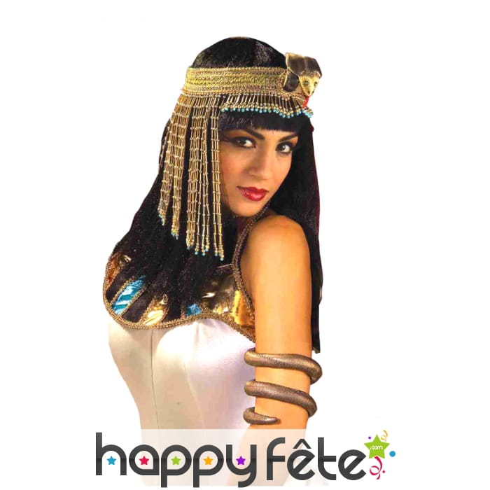 Coiffe dorée dEgyptienne, perles et franges