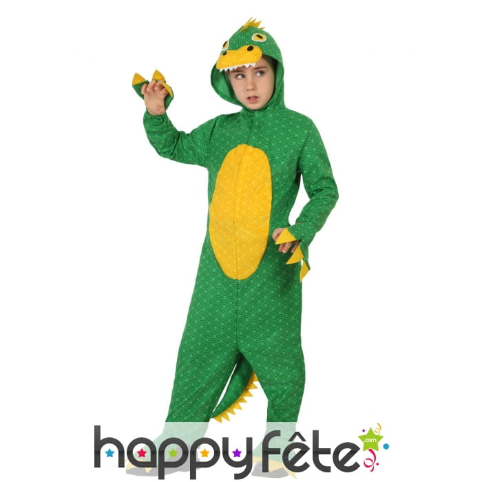 Combinaison de dinosaure vert jaune pour enfant