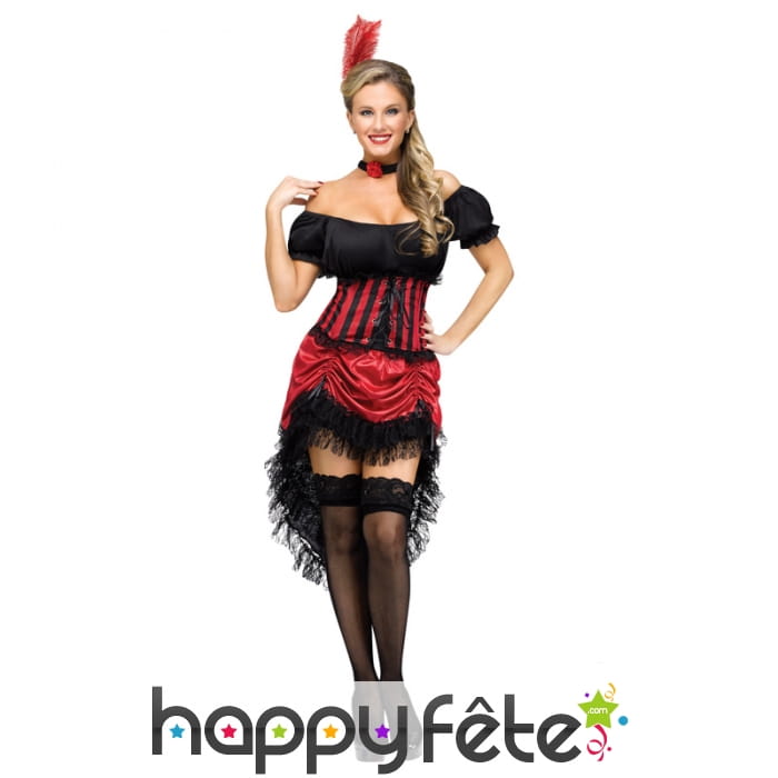Costume danseuse de saloon noir et rouge