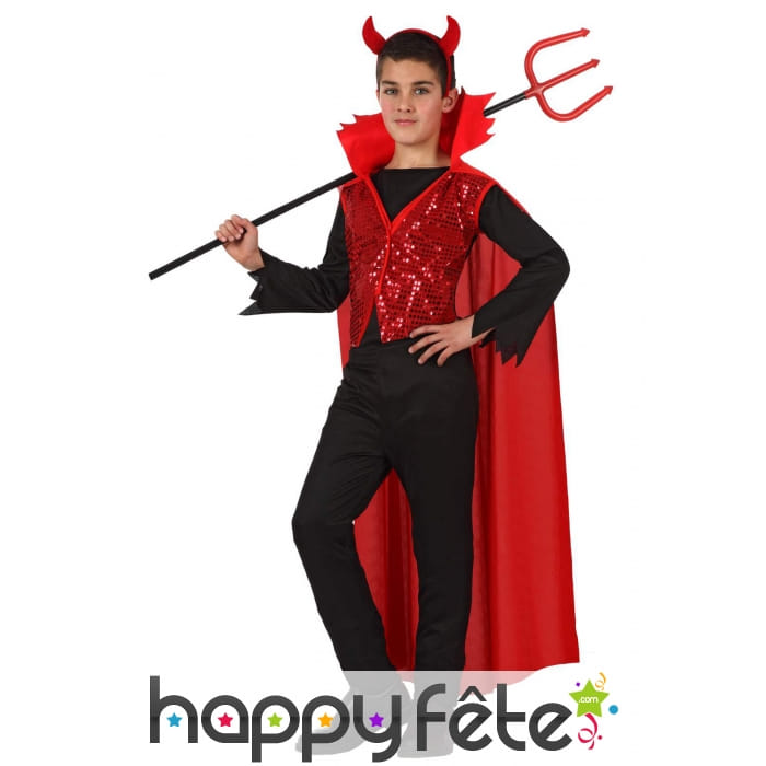 Costume de diable avec cape rouge pour enfant