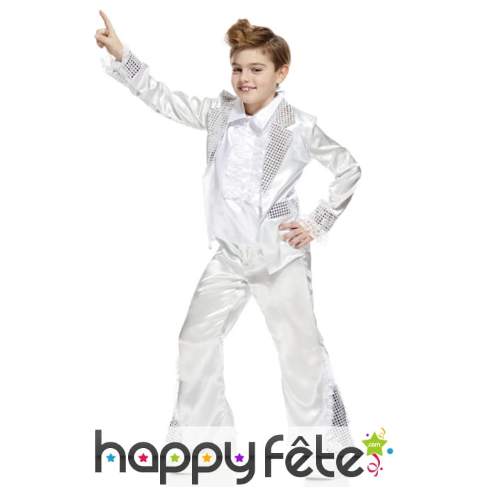 Costume du disco king enfant argenté