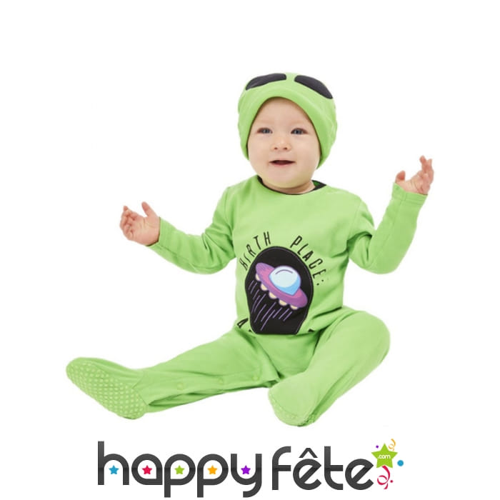 Combinaison d'extraterrestre vert pour bébé